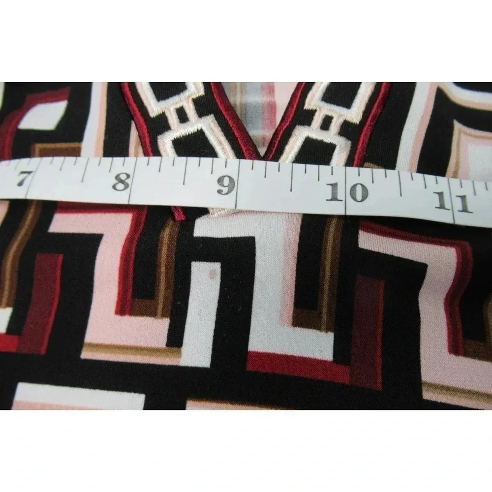 White House Black Market Red Tones Mini Moc Wrap Dress Sz Med Embroidered V Neck - Picture 11 of 11